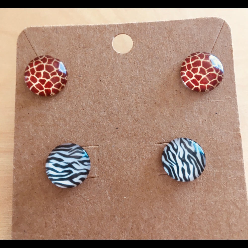 Zebra & Giraffe Stud Earrings
